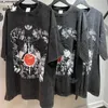 Herr t-shirts anime death anmärkning tryckt t shirt män retro tvättade 100 bomullstoppar harajuku tshirt 2021 streetwear hip hop man tshirts j230419
