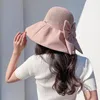 ワイドブリム帽子女性漁師帽子日焼け止め防止防止装飾装飾的な弓いいえ装飾フェイス保護太陽