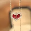 Xiy Diamond Chain Fashion Jewelry 0.92Ct Certified Natural Ruby Heart Shaped Pendant In Solid Gold