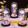 Decorative Flowers Flower Ornament Aesthetic Forever Multicolor Artificial Rose Gift Led Light String For Office