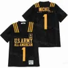 Lycée Football Militaire 1 Michel Jerseys US Army All-American Moive Respirant College All Ed Retro Team Noir Pur Coton Pull Université Hiphop