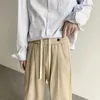 Men's Suits Summer Khaki Black Suit Pants Men Fashion Social Mens Dress Korean Loose Straight Ice Silk Formal Trousers