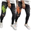 Jeans maschili pantaloni tascabili stampati maschili primaverila e estate casual-fate a metà vita fa old slim retro slim