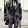 Men's Wool Blends Spring Autumn Men's Coat Mid-Length Suit Collar Fashion Printing Men's Trench Coat 231118