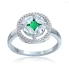Pierścionki ślubne Hainon okrągły okrąg zielony biały CZ CZ Burgowany palec biżuteria srebrna pierścionek zaręczynowy
