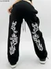 メンズパンツHouzhou Hip Hop Gothic Black Jogging Sweatpants特大Y2KグランジKPOPバギーズボンHARAJUKUグラフィックワイドレッグスポーツパンツJ230419