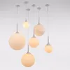 Loft simple boule de verre blanc lait suspension LED E27 lampe suspendue moderne avec 6 tailles pour salon chambre hall hôtel boutique