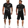 Herrspårpersonlighetskallen 3D Tryckta herrtes/shorts/Suits Cool Hipster Streetwear T-shirts Set Fashion Halloween Gothic Punk Clothing 230419