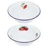 Bowls 2 Pcs Enamelware Metal Bowl Decoration Home Enamel Tableware Vintage Fruit Salad Basin Spaghetti Enamels Pots