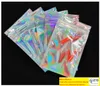 100 pcs Resealable Smell Proof Foil Pouch Flat laser color Packaging Bag for Party Favor Food Storage Holographic