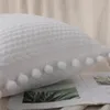 Yastık Kılıfı Düz ​​Beyaz Dekoratif Çift Taraflı Desen Jakard Strip Pilow Kapak 50x50cm Oturma Odası için Modern Yastık Kapakları