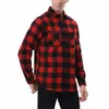 Męskie koszule mody Flanel Flannel Flanel for Men z długim rękawem podwójne kieszenie na guziki kempingowe