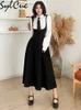 Party Dresses Sweet Classic Retro Black Mysterious Formal Slim High-End Simple and Generous Women's Long Pleated Suspenders Dress 230322