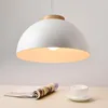 Pendellampor moderna runda vita ljus trä hängande lampa mat metall industriell hanglamp järnupphängning ljus fixtur