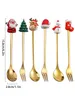 Storage Boxes Bins Leeseph Christmas Coffee Spoons Forks Set 4 6Pcs Stainless Steel Spoon Gifts for Kids Red Green Gift Box Set 231118