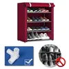 Klädlagringsgarderob 5 lager diy stor kapacitet sko rack icke-vävt stående förhindra dammorganisator skor skåp hemmöbler