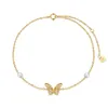 14K Solid Gold Butterfly Anklet dla kobiet, prawdziwa perłowa drobna biżuteria Bransoletka Bransoletka dla niej