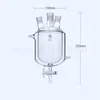 Lab Four-mouth Glass Jacketed Reaction Bottle With PTFE Emptying Valve Laboratory Double-decker Flask