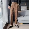 Men's Suits Slim-fitting Buttons Suit Trousers Men Pants Non-Iron Dressing