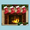ديكورات عيد الميلاد ثلج Doer Deer Stocking Gift Bag Candy Apple Facs Wrap Long Stockings Socks Red Festive Party Supplies Drop de Dh5kq