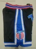 Pantalones cortos de baloncesto JUST DON Pocket Retro All Team Ed Justdon Hip Pop Pantalón con bolsillos Pantalones deportivos con cremallera Transpirable Moda Blanco Azul