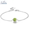 Chain Lamoon 7mm Natural Round Cut Peridot 925 Sterling Silver Jewelry Chain Charm Armband S925 LMHI039231118