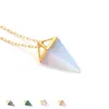 Pendant Necklaces Healing Crystal Opal Pyramid Amethyst Necklace Gold Plated Howlite Rose Quartz Amet Natural Stone Collier Drop Del Dhdrf