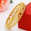 Vrouwen armband Round Hollow Dubai Wedding Lady Real 18K Gold Color Solid Bridal Sieraden Gift Dia 72mm