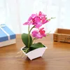 Decorative Flowers Artificial Pot Plastic Phalaenopsis Flower Bonsai Home Decoration Ornament Desktop Balcony Garden Wedding