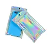100 pcs Resealable Smell Proof Foil Pouch Flat laser color Packaging Bag for Party Favor Food Storage Holographic