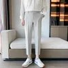 Herrdräkter 2023 koreansk stil ankel längd våren män klänning byxor sträckte enkel smal passande casual office byxor formell slitage 36