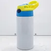 12oz babyflaska DIY sublimering Flip Top Bottle Straight Tumbler Kids Milk Cup rostfritt stål Vakuumkoppar för nyårsgåvor