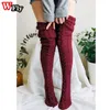 Sexy Socks Harajuku Women Girls Wool Stockings Winter Warm Knitted Over Knee Leg Warmer Female Thigh Long Warmers 230419