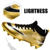 Dress Shoes Luxury Gold Soccer Shoes Man Long Spikes Football Boots Kids Outdoor Grass Cleats Turf Football Shoes Boys Training Soccer Boots 230419