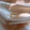 Band Ringe Neue Mode Gold Farbe Herzform Offene Ringe Für Frauen Mädchen Zirkonia Kristall Party Schmuck