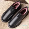 Herren-Freizeitschuhe, Heim-Outdoor-Sport-Turnschuhe, atmungsaktive Mode, hochwertige schwarze Schuhe aus echtem Leder, Trend Old Dad, warme Pelz-Slipper