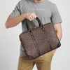 TOP Cartella da uomo Borsa a tracolla di design Borsa a tracolla Borsa da lavoro classica Borsa a tracolla scozzese con stampa floreale marrone Custodia per laptop di grande capacità