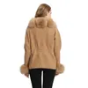 Women's Fur Faux Winter Women Korea Short Warm Wool Knitted Real Trim Cardigan Sweater MJFS04 231118