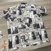 Camisas casuais masculinas wacko maria geisha tinta camisa de pintura de alta qualidade