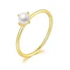 Mini anillo fino de perlas de imitación para mujer, anillo minimalista y delgado, accesorios delicados, joyería de Color dorado, regalo para niñas KBR010, joyería de modaAnillos de alta calidad