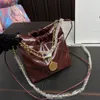 Designer Donna 22 Mini Hobo Borsa shopping trapuntata Francia Marchio di lusso Catene in argento Borsa a tracolla con coulisse Borsa a tracolla Lady in pelle verniciata oliata cerosa