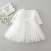 Girl Dresses Girl's White Baby Long Sleeved Formal For Spädbarn Prinsess Birthday Party Wedding Toddler Chirstening Gown