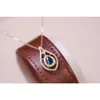 Xiy Dainty For Girls Royal Pear Cut Natural Blue Sapphire Necklace In Pure Rose Gold