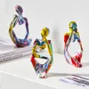 Decorative Objects Colorful Graffiti Sculpture Thinker Statue Resin Abstract Figurine Home Deoor Interior Office Desktop Handmade Crafts Decoration 230418