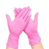 Luvas de látex descartáveis ​​nitrila luvas sintéticas preços competitivos de preços econômicos flexíveis em pó não estéril rosa