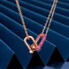 Ism Necklace V T Necklace Ring Horseshoe Buckle Rose Gold Pendant Light Simple Pink Diamond Double Collar Chain