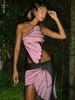 Повседневные платья BOOFEENAA с розовым принтом бабочки, летние платья 2023, сексуальные Y2k, на одно плечо, с открытой спиной, асимметричные короткие C66 CZ11 230419