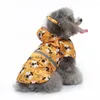 Dog Apparel Printed Raincoat Lightweight Reflective Waterproof With Hood & Harness Hole Outdoor Rain Jacket Poncho