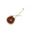 Brosses de nettoyage Naturel Noix de coco Brun Huile antiadhésive Brosse à long manche Peut accrocher le type Outil de cuisine domestique Drop Deliver Dhgarden Dhorp