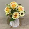 Decorative Flowers Faux Rose Fine Texture False Roses Table Centerpieces Artificial